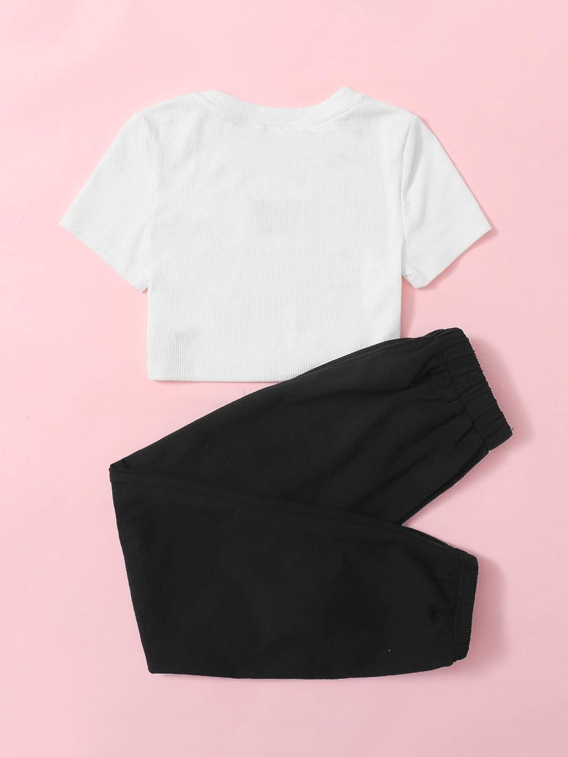 SOLY HUX Girl's 2 Piece Outfits Butterfly Embroidered Crop Top and Pants Set: Clothing