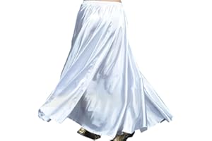 MUNAFIE Metallic Praise Dance Skirt Belly Dance Skirt Satin Skirts Satin Maxi Skirt Folklorico Skirt Dance Skirts for Women