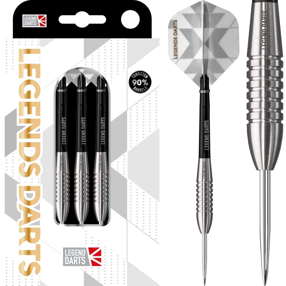 Legend Darts D2874 | Pro Series | Bullet Ringed Premium 90% Tungsten Steel Tip Dart Set | 25g