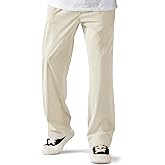 COOLGYM Mens Corduroy Casual Pants Warm Straight Leg Loose Fit with Pockets Drawstring Elastic Waist Vintage Sweatpants Baggy Beige
