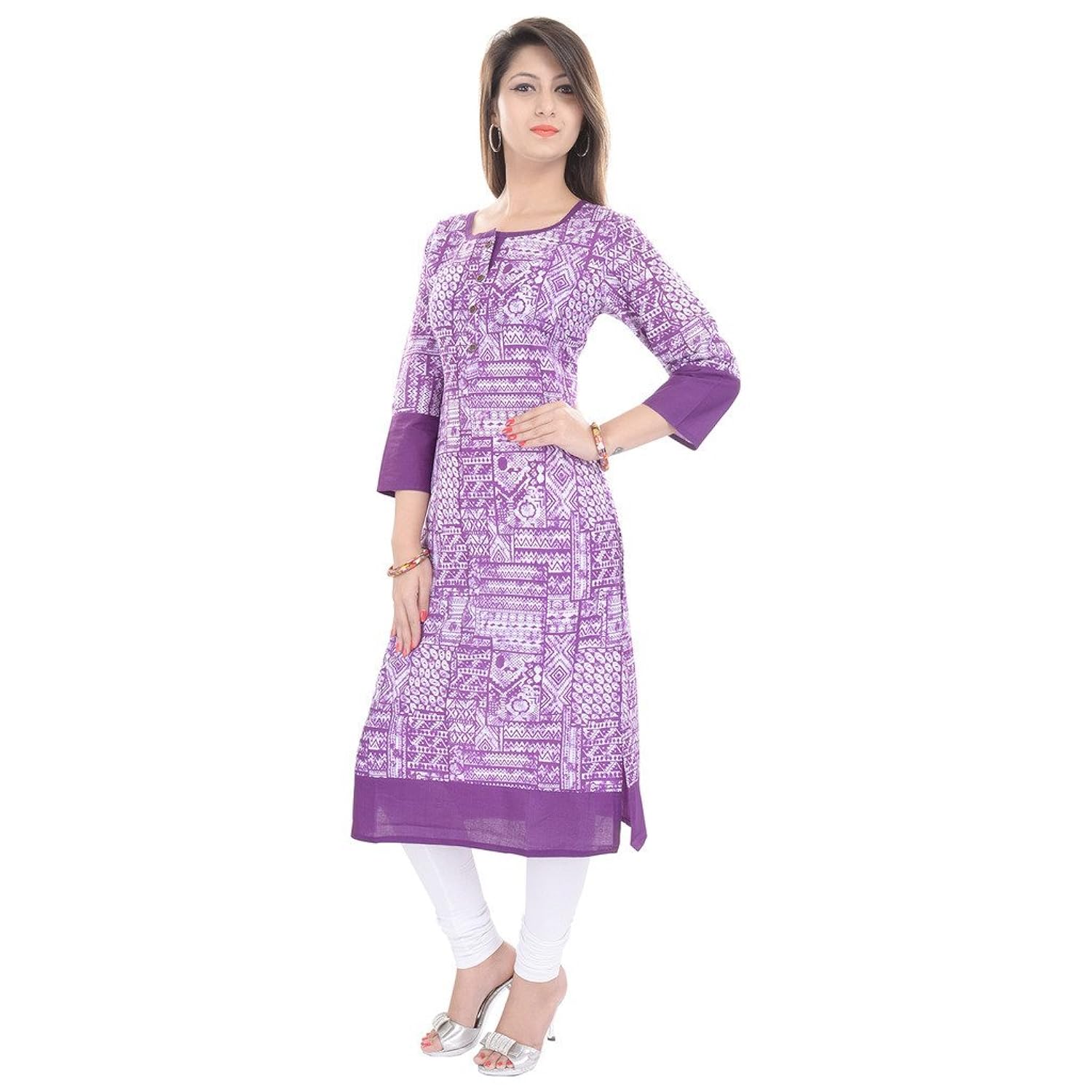 gulmohar jaipur women's cotton printed 3/4 sleeve kurti