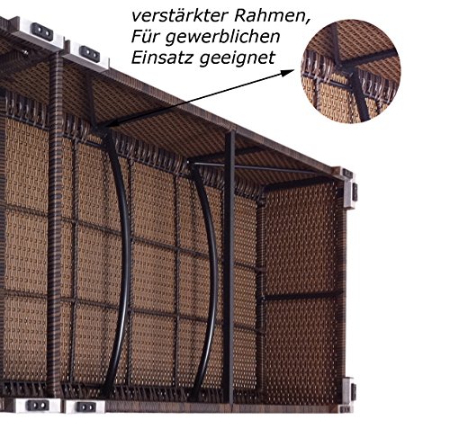 RS Trade Sonnenliege Palermo Braun/Grau - Outdoor Liege mit beständigem Poly-Rattan-Geflecht - verstellbare Rückenlehne – extra hoch & breite Liegefläche - inkl. Kopfteil und 10 cm Auflage – Bild 7