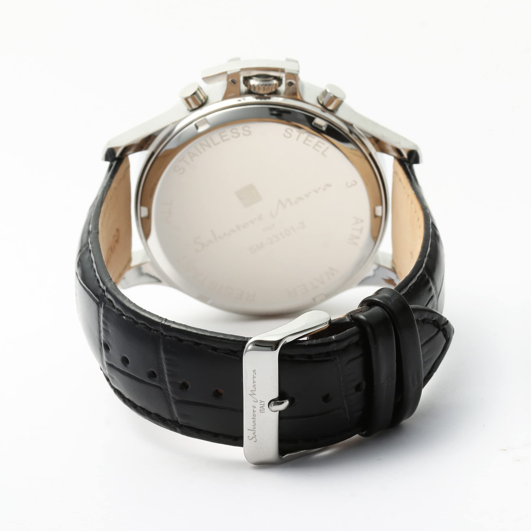 Salvatore Marra(サルバトーレマーラ) SSBK Men's Quartz Branded Casual Business Analog Leather Strap Black with Watch Cloth