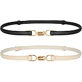 VONMELLI Women's Leather Skinny Belt for Dress Adjustable Thin Waist Belt for Ladies