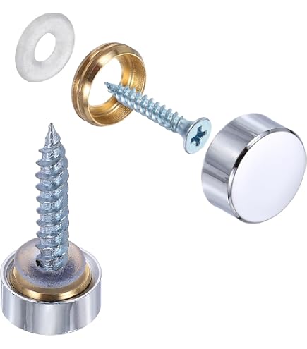 Uxcell 12-Pack Stainless Steel Screw Covers – 25mm Diameter, Mirror Finish, With Rubber & Metal Washers