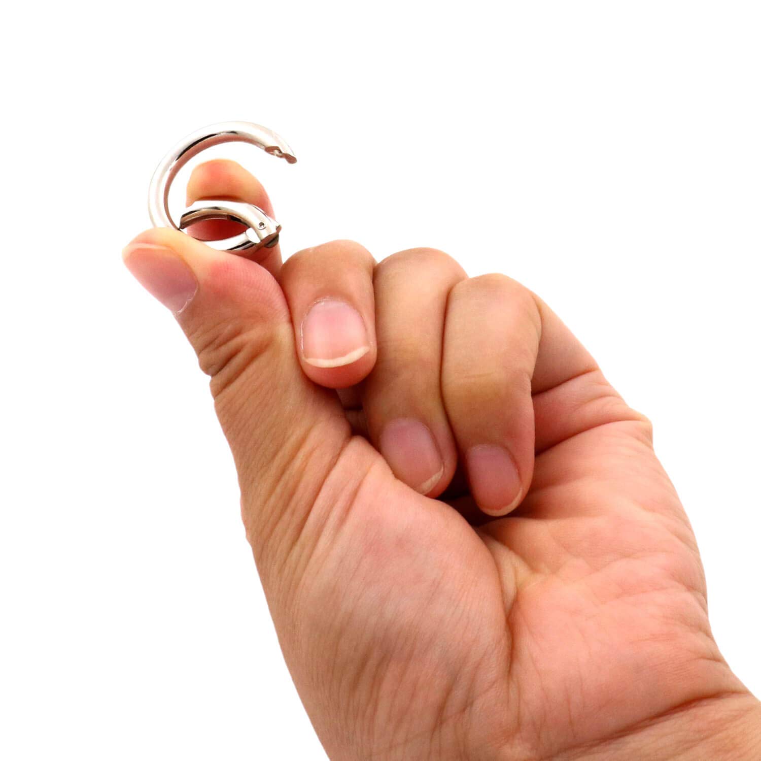 BIKICOCO 3/4'' Round Spring Gate O-Ring Clasp Push Snap Hook Belt Hardware Loop, for Keychains, Keys, Silver - 20 Pcs