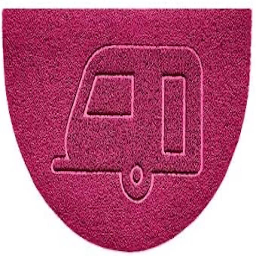 Nicoman Embossed Halfmoon Half Circle Door Mat Dirt-Trapper Jet-Washable Doormat 70x44cm (Pink, CARAVAN Shape) - Use Indoor or Sheltered Outdoor
