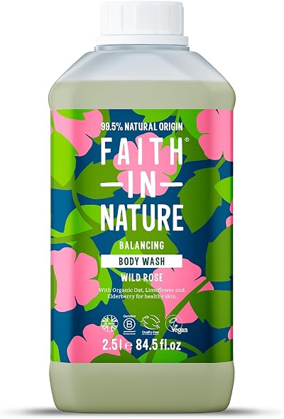 Faith In Nature Wild Rose Body Wash 2.5L Refill Vegan Cruelty Free