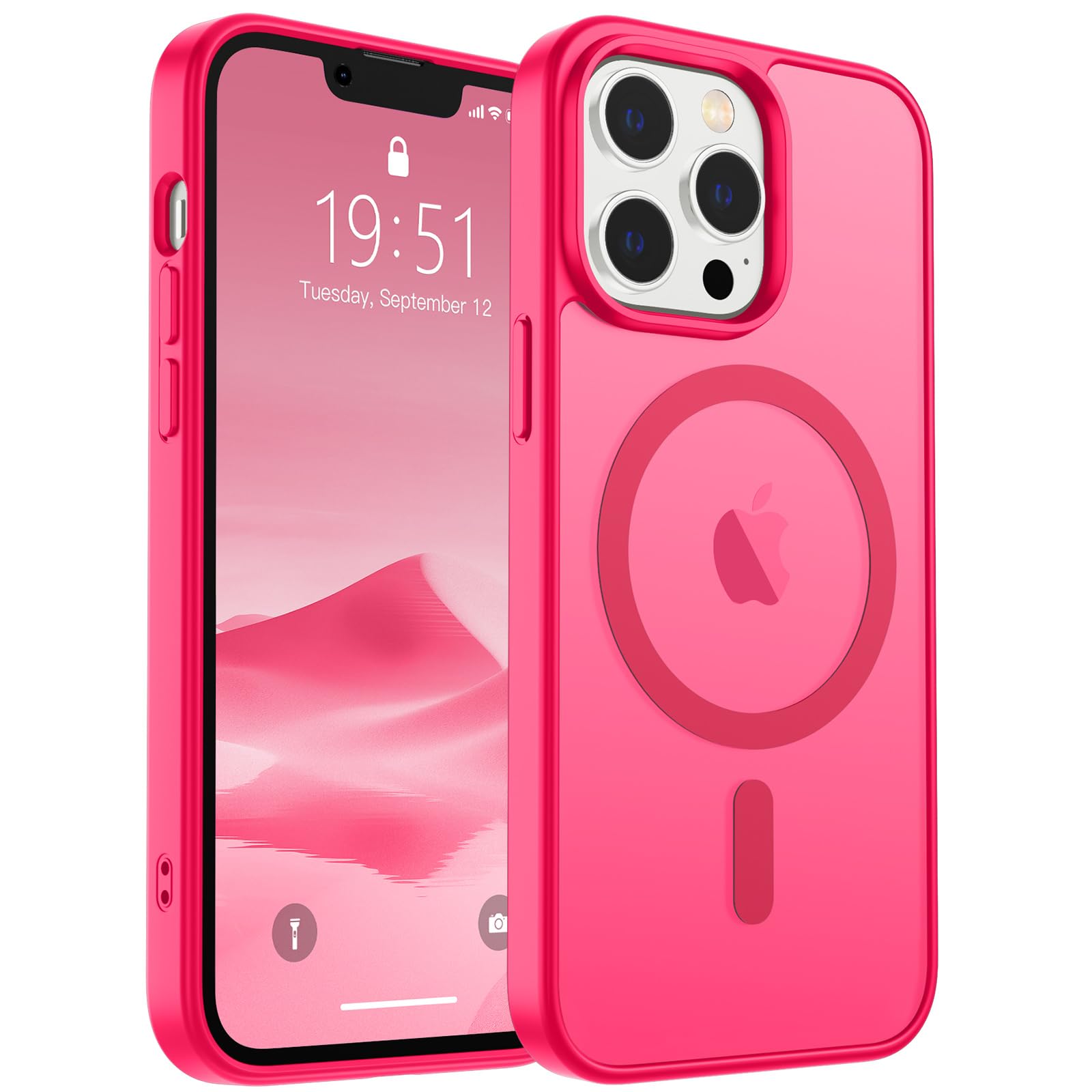 Photo 1 of SUPFINE Magnetic for iPhone 13 Pro Max Case (Compatible with MagSafe) (Military Grade Drop Protection) Slim Translucent Matte Shockproof with Anti-Fingerprint Phone Case,Hot Pink
