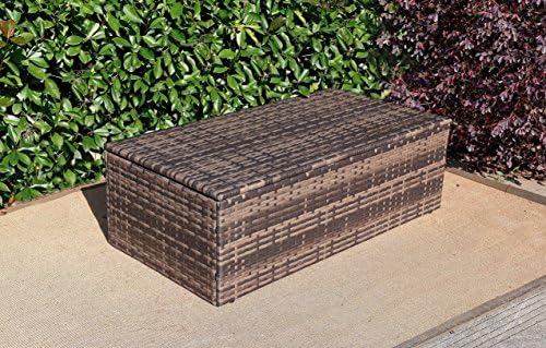 Baner Garden A104 Outdoor 1Piece Rectangle Glass Table Rattan Patio with Storage Compartment, Mixed Gray/Dark Gray/Light Gray