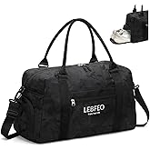 LEBFEO Travel Duffle Bag for Women Large Weekender Overnight Bags Gym Bag with Shoe Compartment Waterproof Hospital Bag Carry On Tote Bag for Airplanes,Camo Black