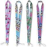 Ergonflow 4 Pack Cartoon Neck Lanyard Necklace Phone Straps Key Chain,Neck Lanyard for ID Badge Holder Bags Accessories with Lobster Clasps