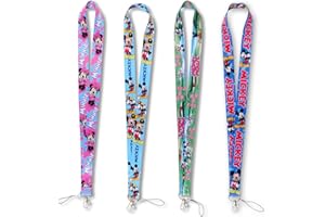 Ergonflow 4 Pack Cartoon Neck Lanyard Necklace Phone Straps Key Chain,Neck Lanyard for ID Badge Holder Bags Accessories with Lobster Clasps