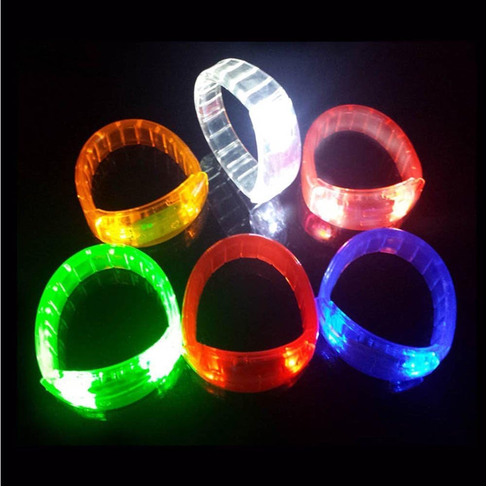 rosiness LED Flashing Bracelet Voice Activated Sound Control Wristband Bangle for Disco Pub Bar Party (Pack of 5)