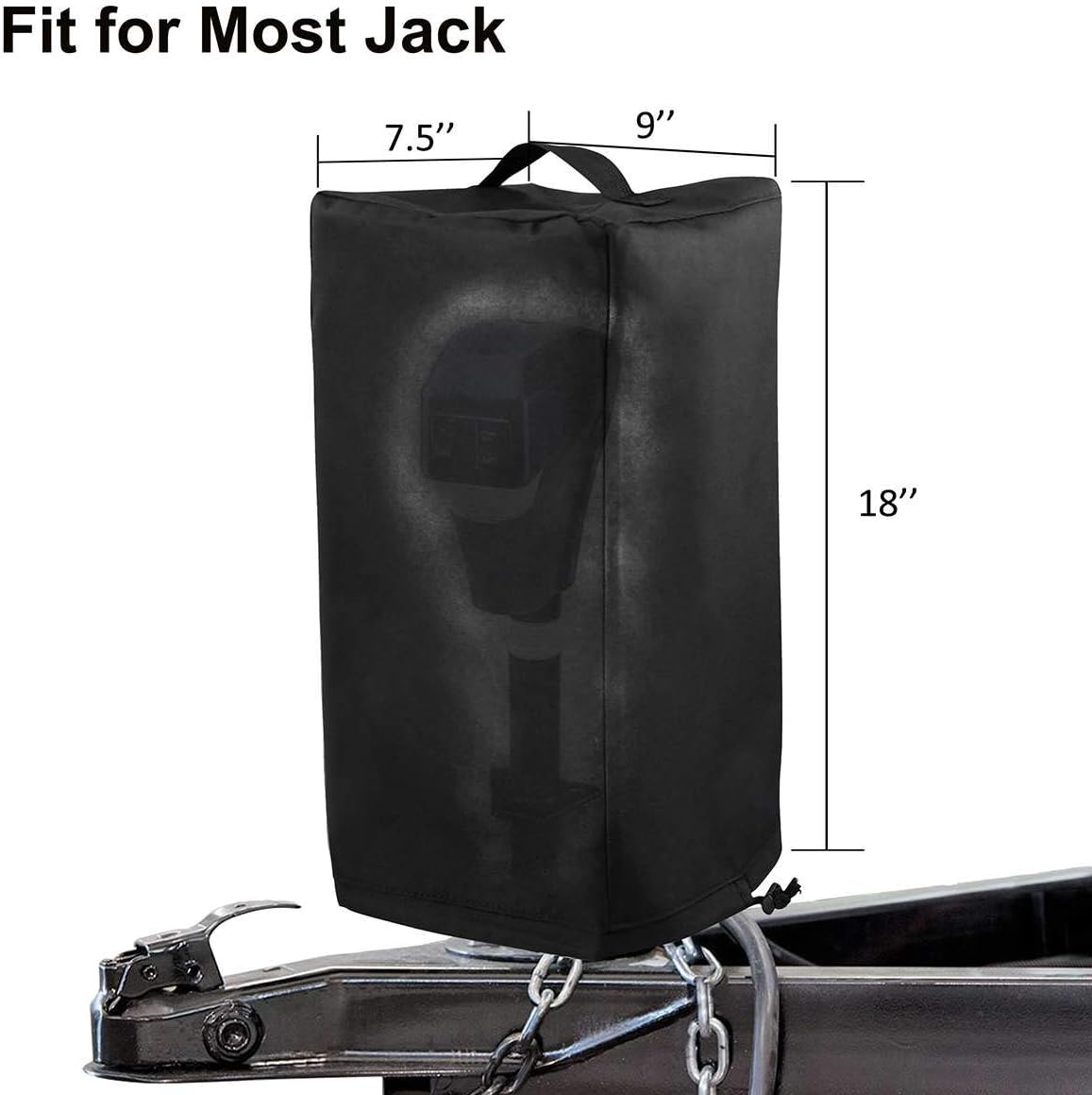 RVGUARD Universal RV Electric Jack Cover with Handle, 600D Polyester Waterproof Travel Trailer Camper Tongue Jack Protective Cover(Large Size 18 x 7.5 x 9 Inches): Automotive