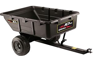Brinly PCT-101BHC-A2 10 cu.ft. 650lb Heavy Duty Tow-Behind Poly Utility Cart & Dump Trailer with Compression Molded Bed & Built-in Zerk Fitting Wheel Bearings
