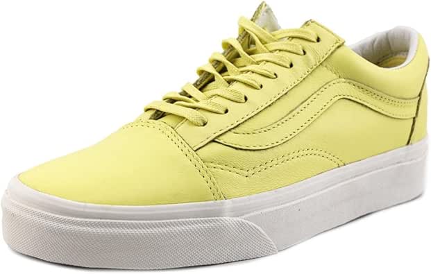 Amazon.com | Vans Old Skool Women Round Toe Leather Yellow Sneakers | Shoes
