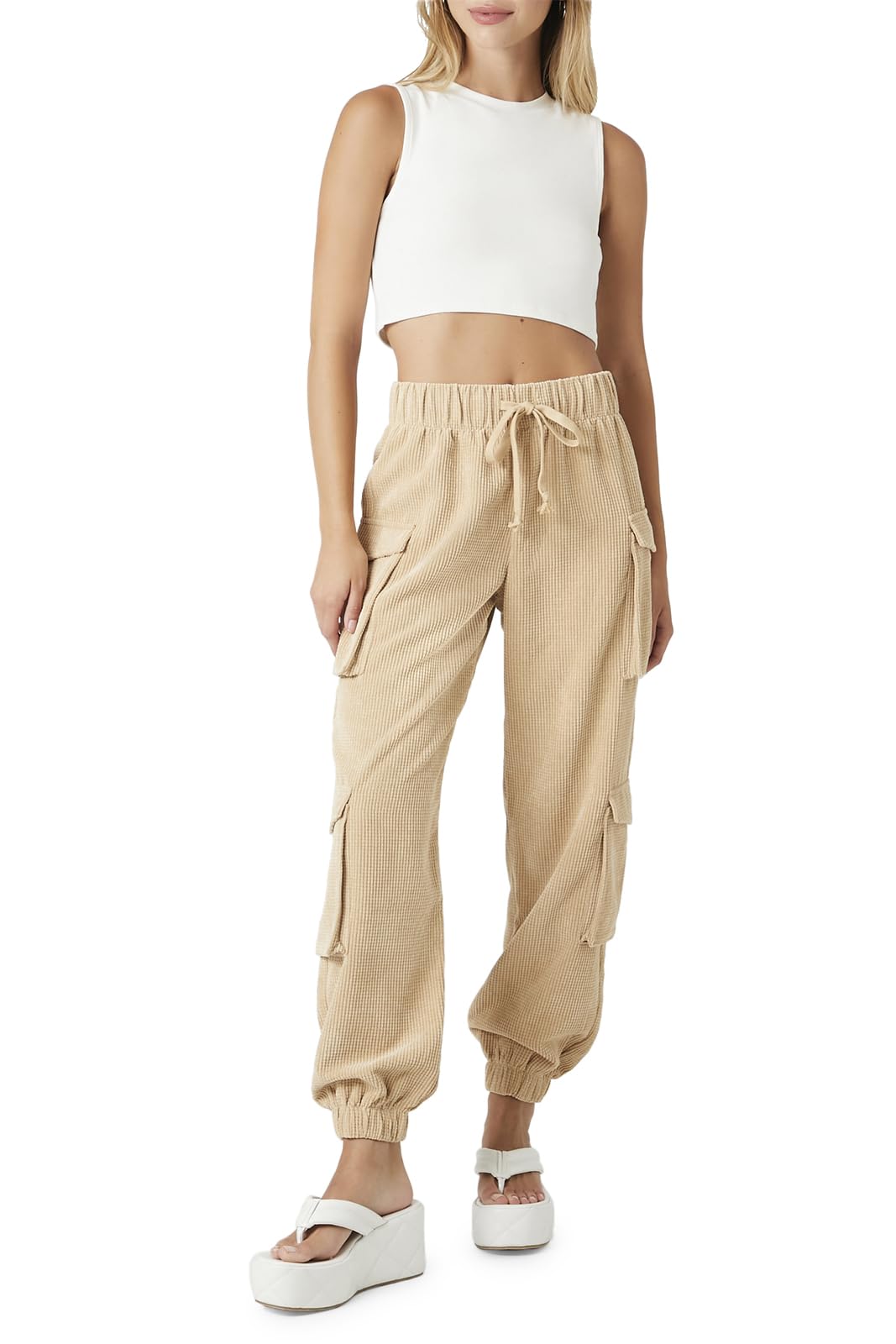Photo 1 of Forever 21 Corduroy Cargo Joggers Warm Sand Large