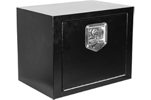 Gooeap 18"X12"X14" Underbody Steel Utility Truck Tool Box Chest With Lock and Keys，Heavy Duty Trailer Toolbox for Pick Up Truck RV Trailer, Black Storage Organizer Box