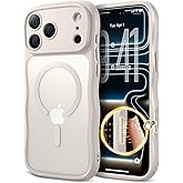 XWZ for iPhone 17 Pro Case for Women Girls,【Compatible with MagSafe】,【Camera Control】,【Full Camera Protection】, Cute Wave Magnetic Phone Case for iPhone 17 Pro,Stone