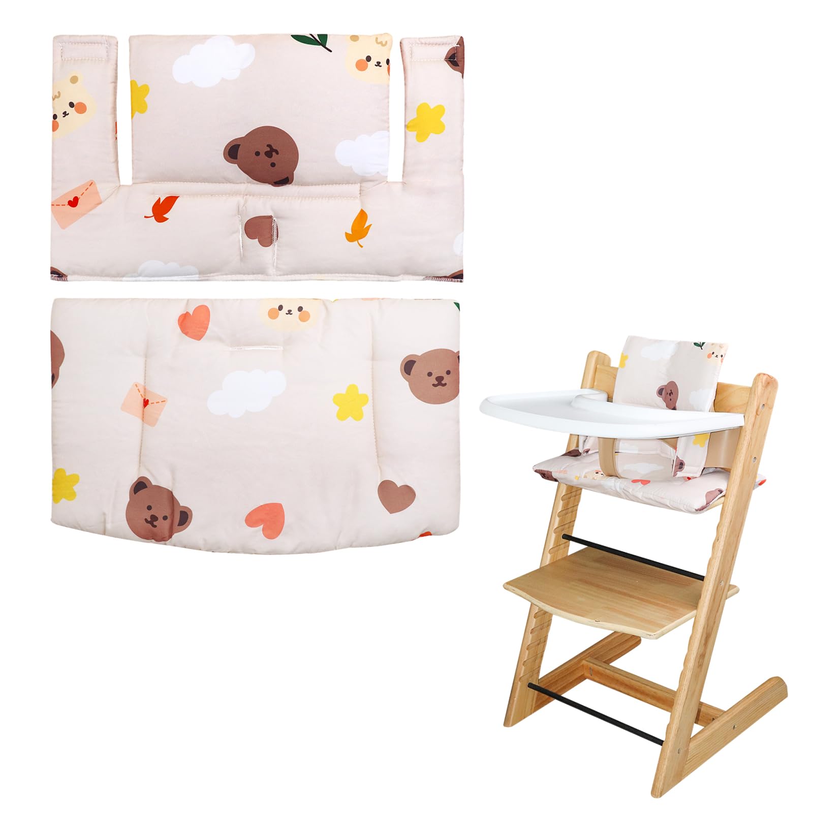LLHQAMT For High Chair Cushion, Soft And Comfortable Baby Seat Cover With Cute Graphics, For Tripp Trapp Cushion Makes Baby Sitting Safer And More Comfortable (Cloudy Bear)