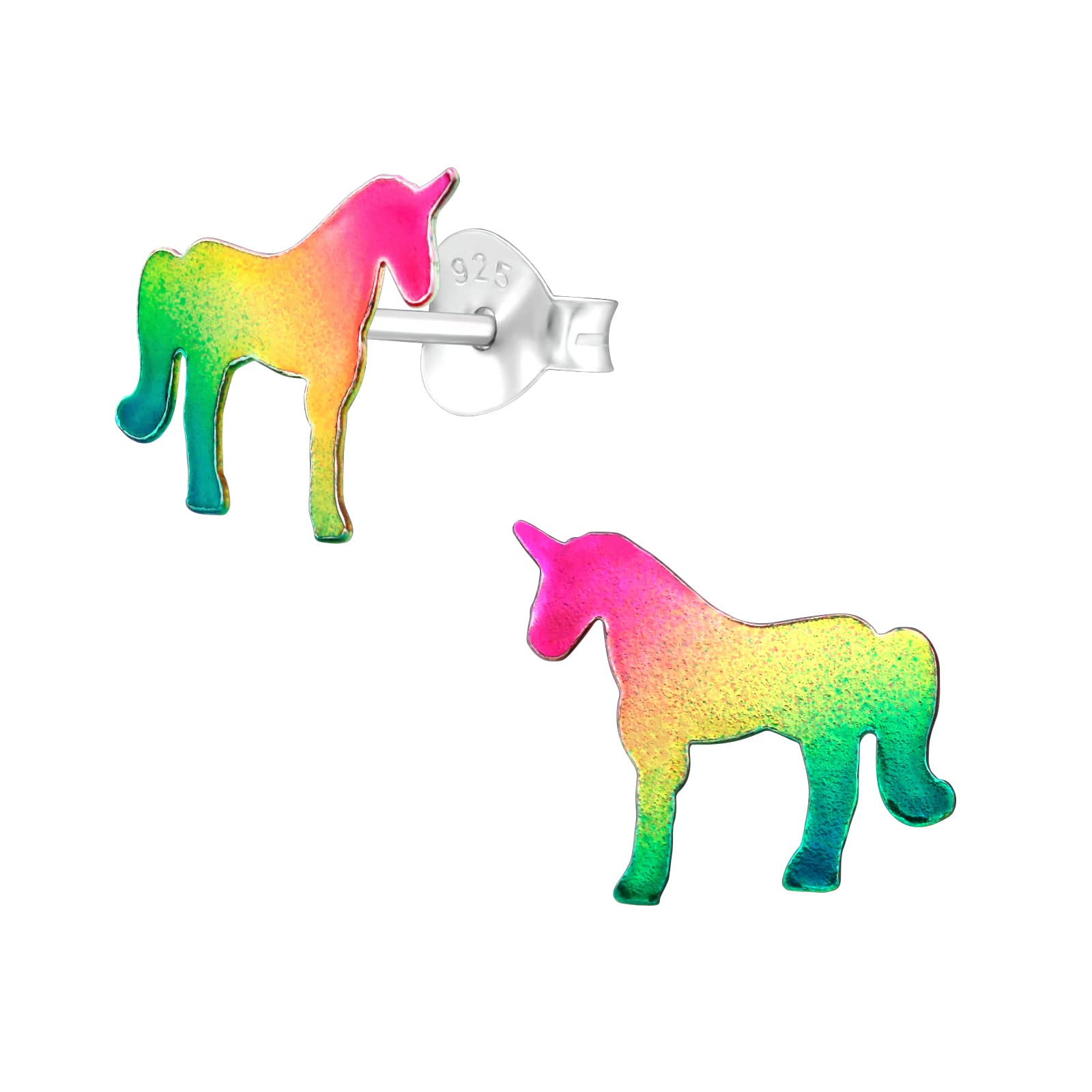 Rainbow Unicorn Earrings - 925 Sterling Silver