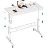 Small Teacher Rolling Standing Desk - 32 Inch White