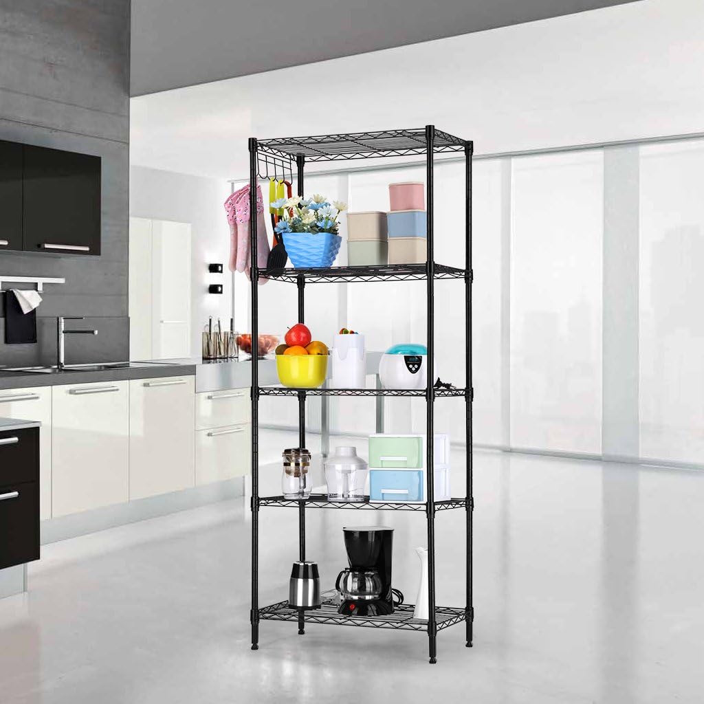 LANGRIA 5 Tier Shelving Units Storage Rack Supreme Wire Shelving Organization, Black: Kitchen & Dining