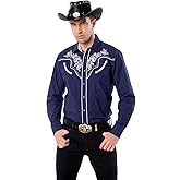 EL PIONERO Men's Western Cowboy Embroidered Shirt Long Sleeve Snap Button Shirt