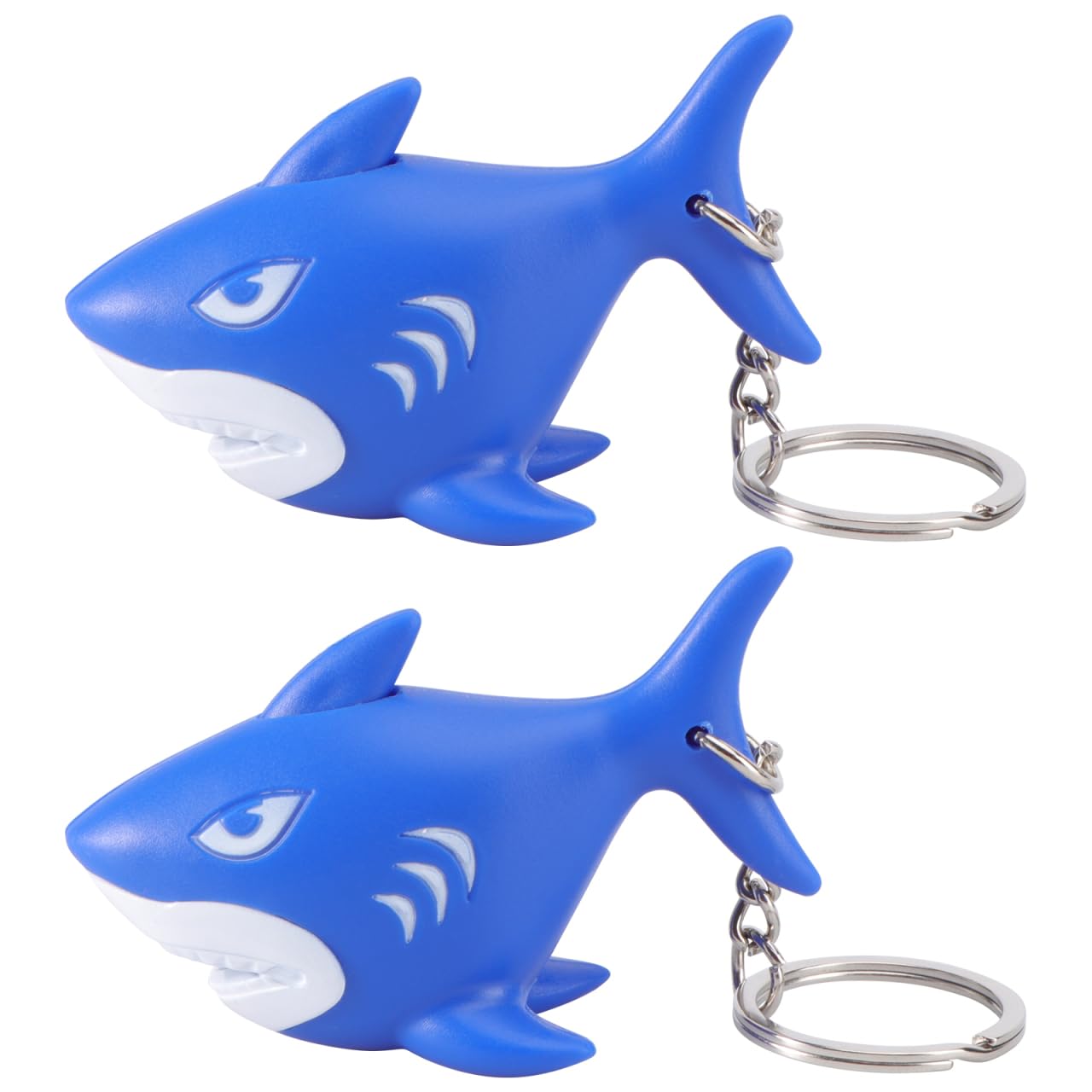 Toyvian Shark Keychains Sound Glow In The Dark Plastic Key Ring Backpack Handbag Accessories for Kids Friends Adults 2pcs