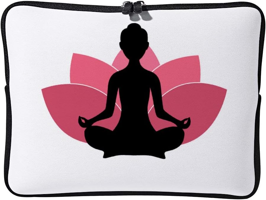 Yoga Woman Silhouette Pink Lotus Flower Logo Laptop Sleeve Neoprene Laptop Case Bags Notebook Carrying Case for Women for Men 12 Inch