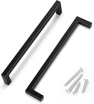 Knobwell 25 Pack Matte Black Stainless Steel Kitchen Cabinet Door Handles T Bar Square Kitchen Cabinet Door Handle 7 9 16 Inch Hole Centers Modern Drawer Pulls Amazon Com