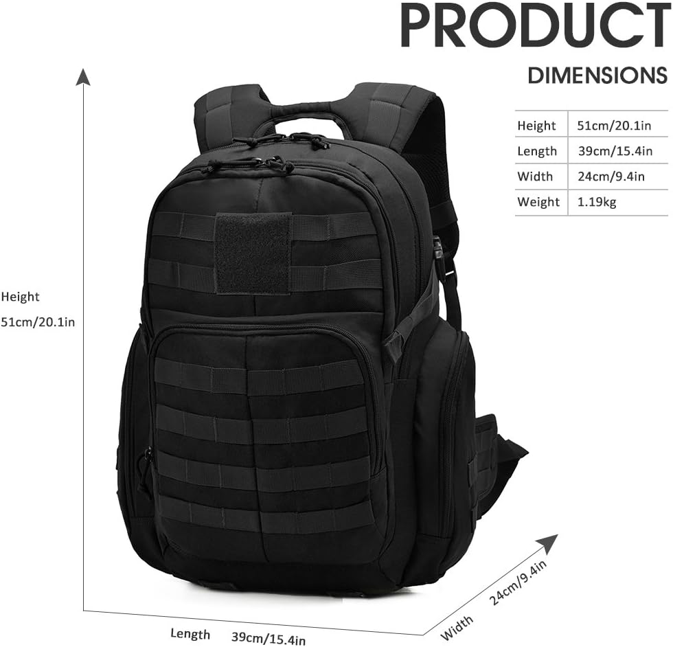 Mardingtop 25L/40L Rucksack Military Tactical Backpack Adult Assault Pack MOLLE Trekking