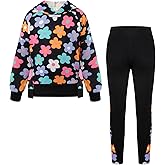 Seanrui Girls Clothes Size 8 Fall Clothes Sweatsuit for Kids Black Hoodie with Leggings Sweatpants