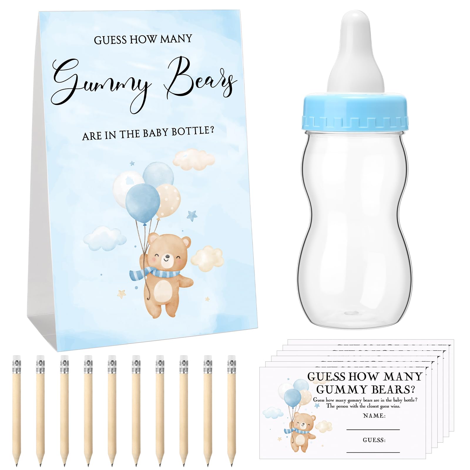 Outus Guess How Many Bears Wooden Baby Shower Games Sign Guessing Game ...