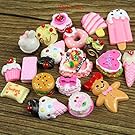 HYBEADS 20pcs Diy Mix Styles Flat Back Resin Dessert Cabochon Kawali Mobile Phone Decoration