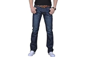 Rock and Roll Jeans for Men Men’s Slim Straight Fit Jeans Washed Denim Casual Button Zip Everyday Pants