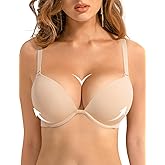 Lingesxy Women's Push Up Padded Bra Seamless T-Shirt Underwire Plunge Bra Add One Cup