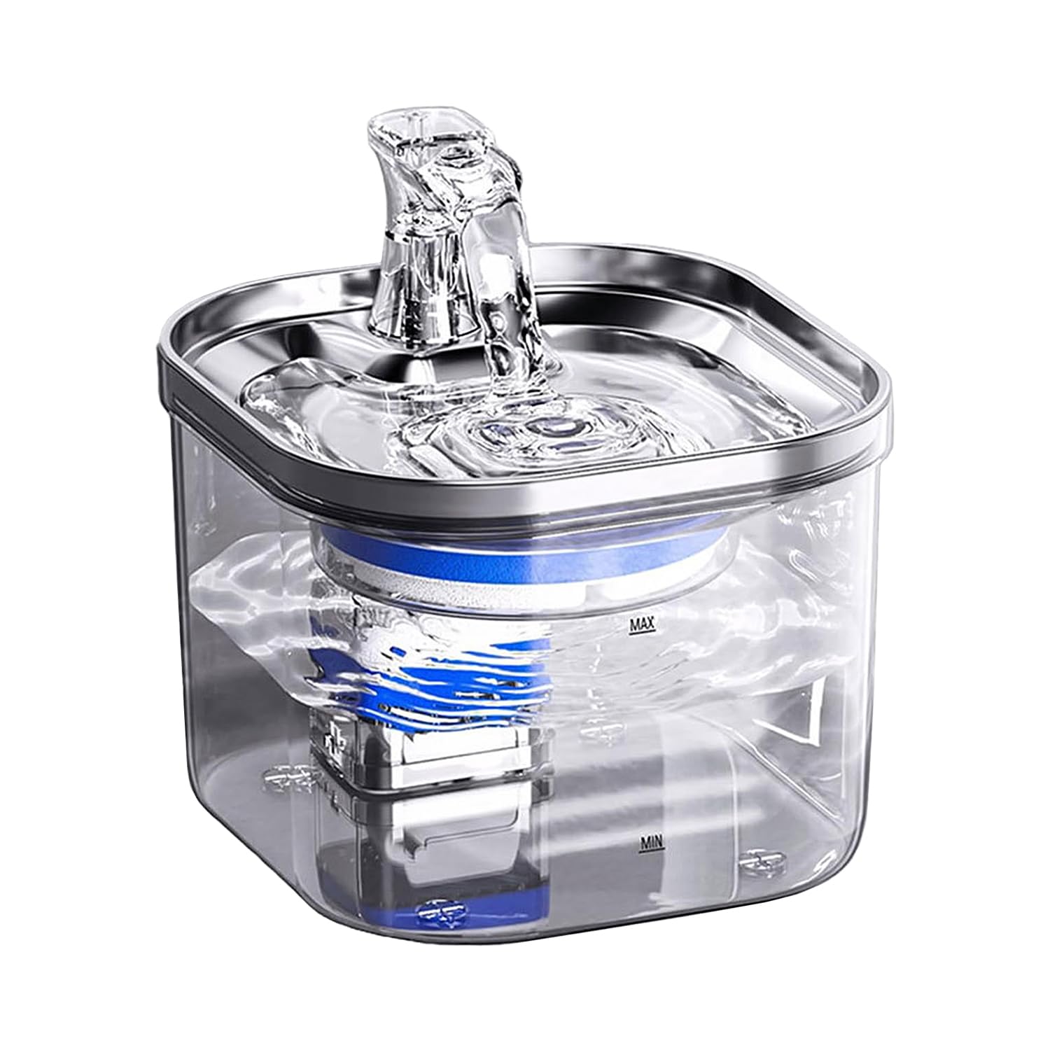 OWill Cat Water Fountain for Drinking, 2L Stainless Steel Cat Fountain with Visible Tank, Ultra Quiet Pet Water Fountain with 10-Stage Filter, 120ml Emergency Storage Cat Drinking Fountain UK