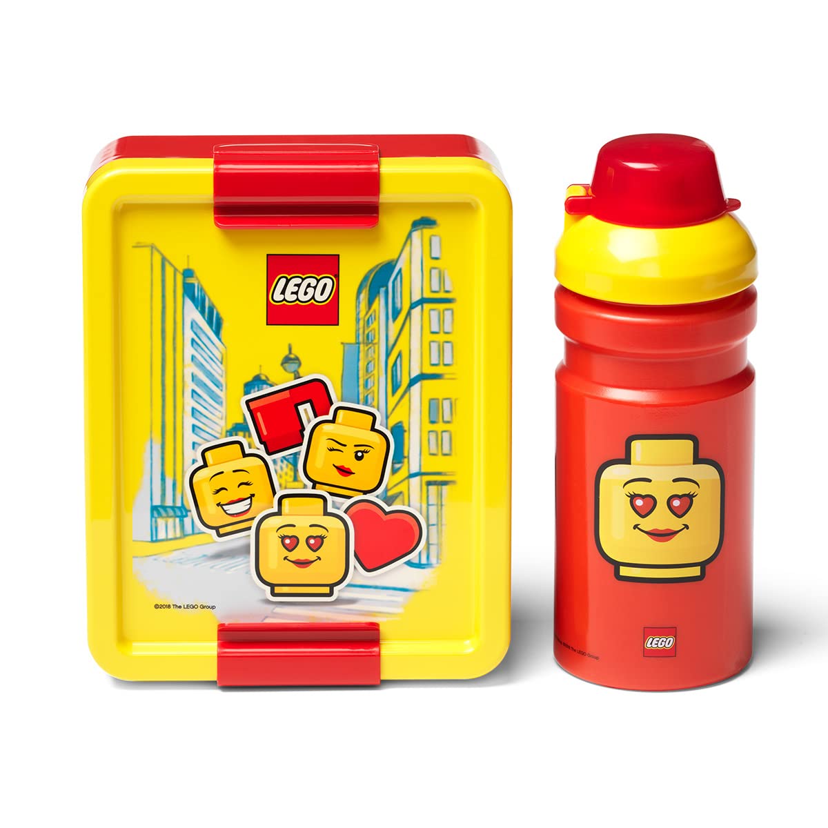 LEGO LUNCH SET - ICONIC Girl, Fun & Functional 390ml Bottle & Lunch Box for Kids & Adults, Dishwasher Safe, Perfect for Meals on the Go, Yellow & Red
