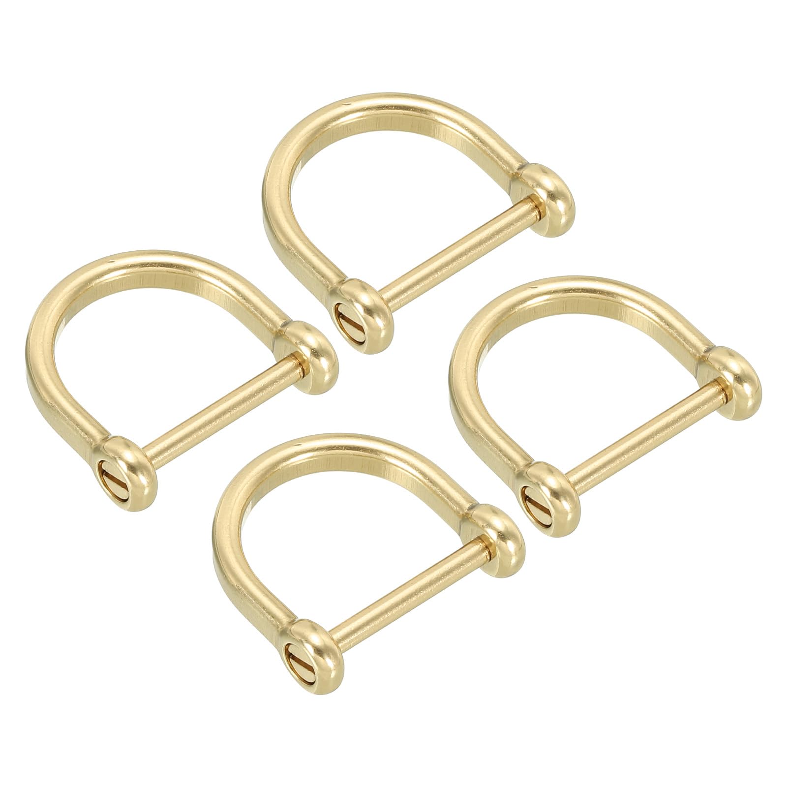 PATIKIL D-Ring Shackle, 4 Pack 5/8 Inch Inside Width Solid Pure Brass U Shape Small Shackles for DIY Leather Craft Replacement