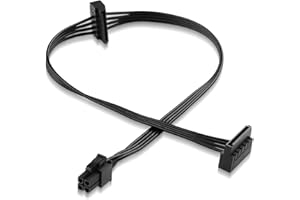 ELFJMZP ATX 4PIN to Dual SATA 15 PIN Adapter Extension Cable for Mechanical HDDs SSDs DVD/CD-ROMs (17.9 in./45.5 cm)