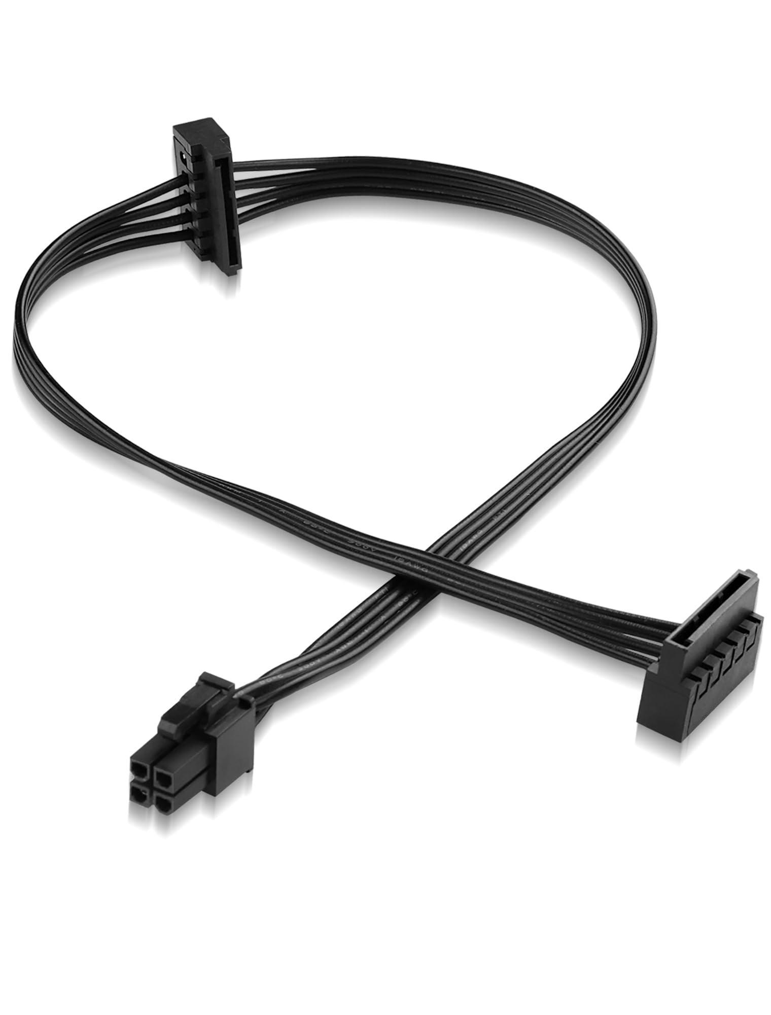 Photo 1 of ELFJMZP ATX 4PIN to Dual SATA 15 PIN Adapter Extension Cable for Mechanical HDDs SSDs DVD/CD-ROMs (17.9 in./45.5 cm)
