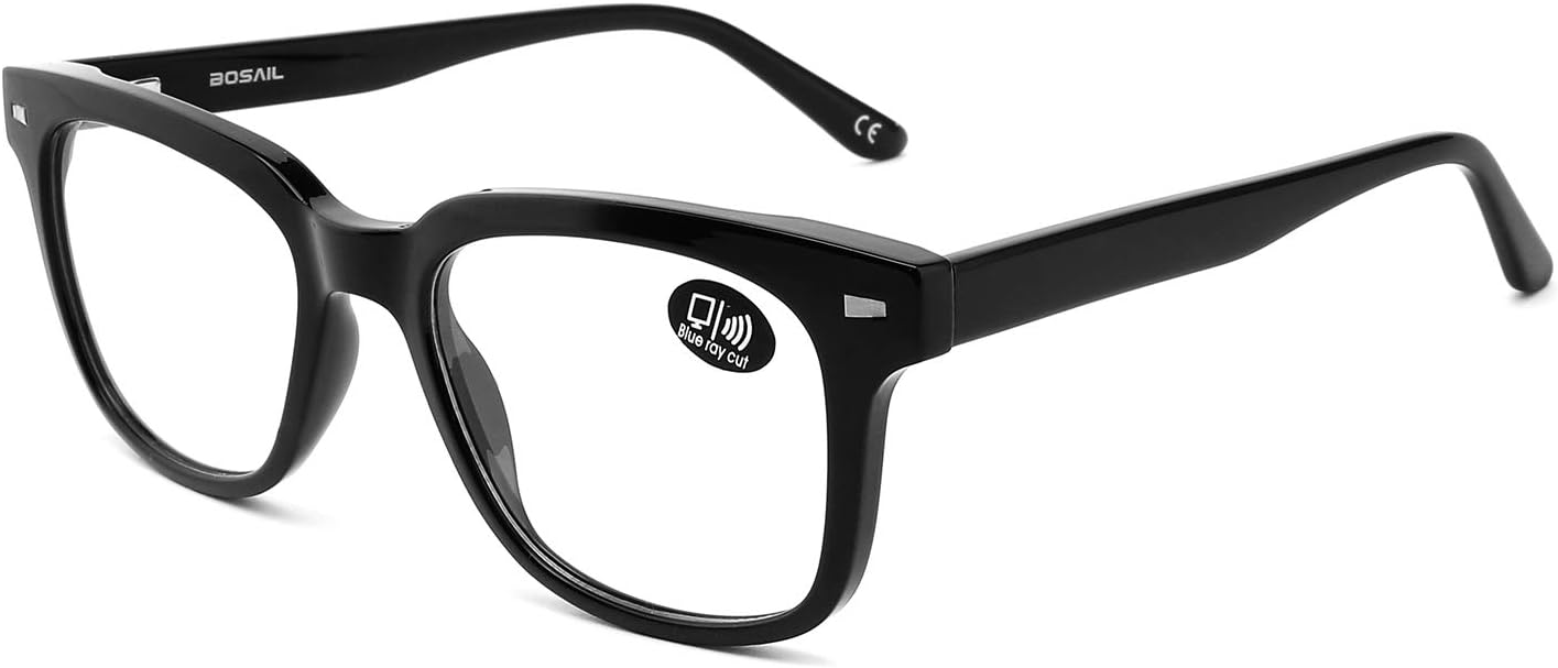 BOSAIL Blue Light Blocking Glasses,Tritan Material Square Frame Eyeglasses for Women Men,Anti UV Eyestrain Gaming Glasses