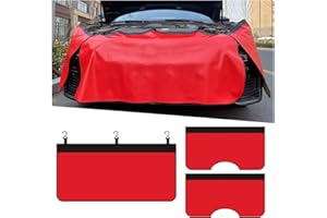 KHGUZ 3PCS Car Fender Covers, PU Leather Mechanic Magnetic Vehicle Fenders Protector with Hooks, Anti Scratch Protective Mat Pad for Repair Automotive Work, Universal for SUV, Sedan, Truck (Red)