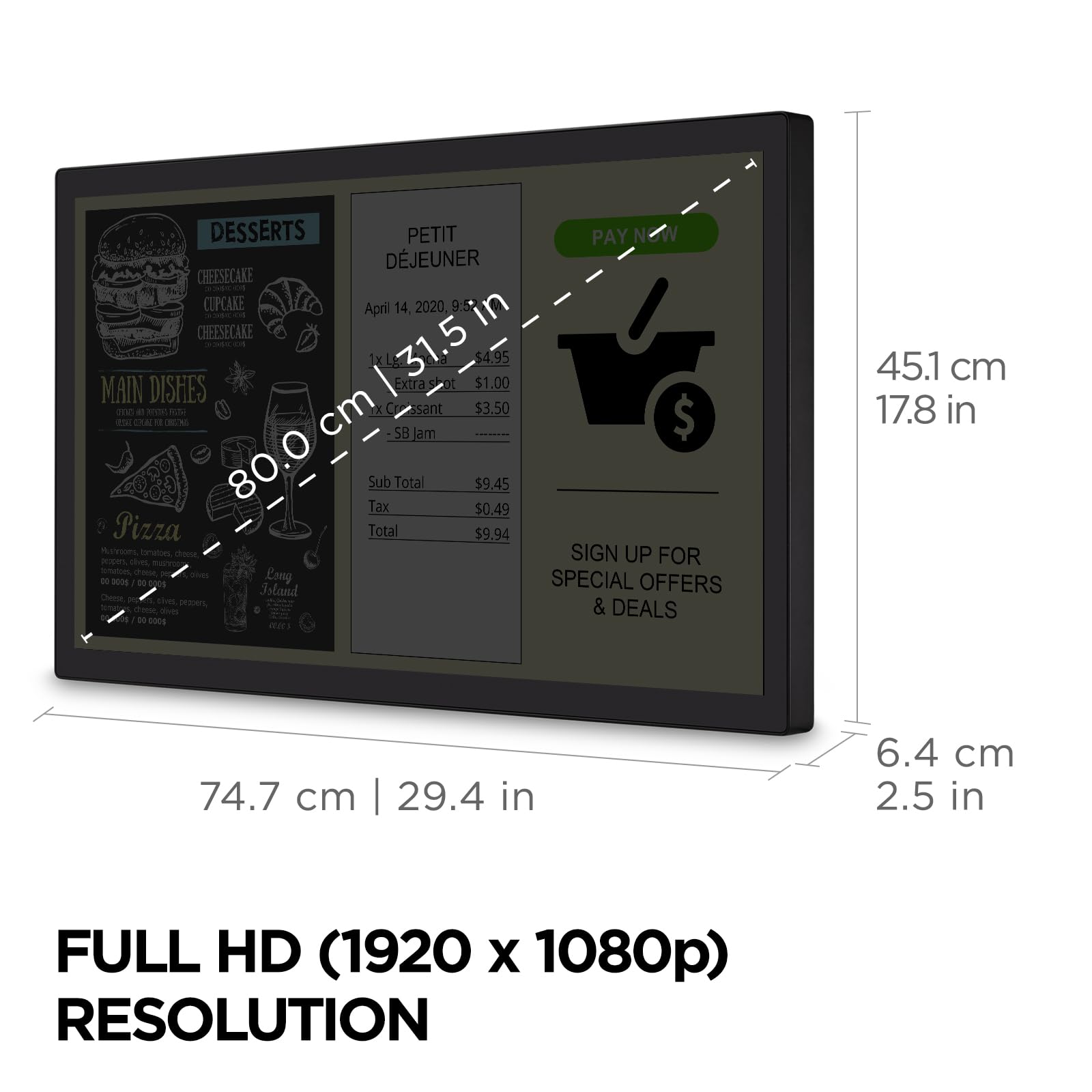 ViewSonic TD3207 32 Inch 1080p 10-Point Multi Touch Screen Monitor with HDMI, USB Type B, and DisplayPort Inputs