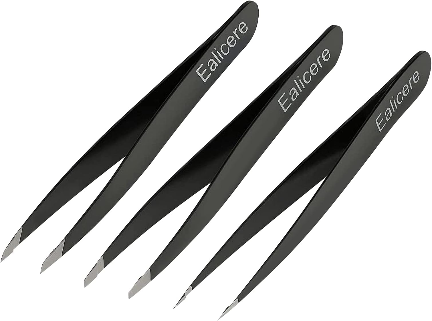Ealicere 3in1 tweezer Set sloped + Pointed + Straight Tweezers for Eyebrows and Hair