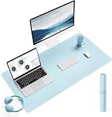 YSAGi Non-Slip Desk Pad Waterproof PVC Leather 90x43 cm Light Blue