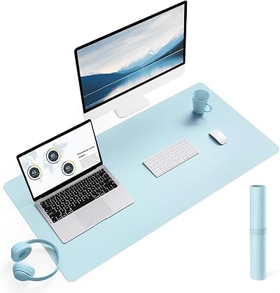 YSAGi Non-Slip Desk Pad Waterproof PVC Leather 90x43 cm Light Blue