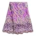 pqdaysun 5 Yards African Lace Fabrics Nigerian French Beaded Tulle Fabric (purple)
